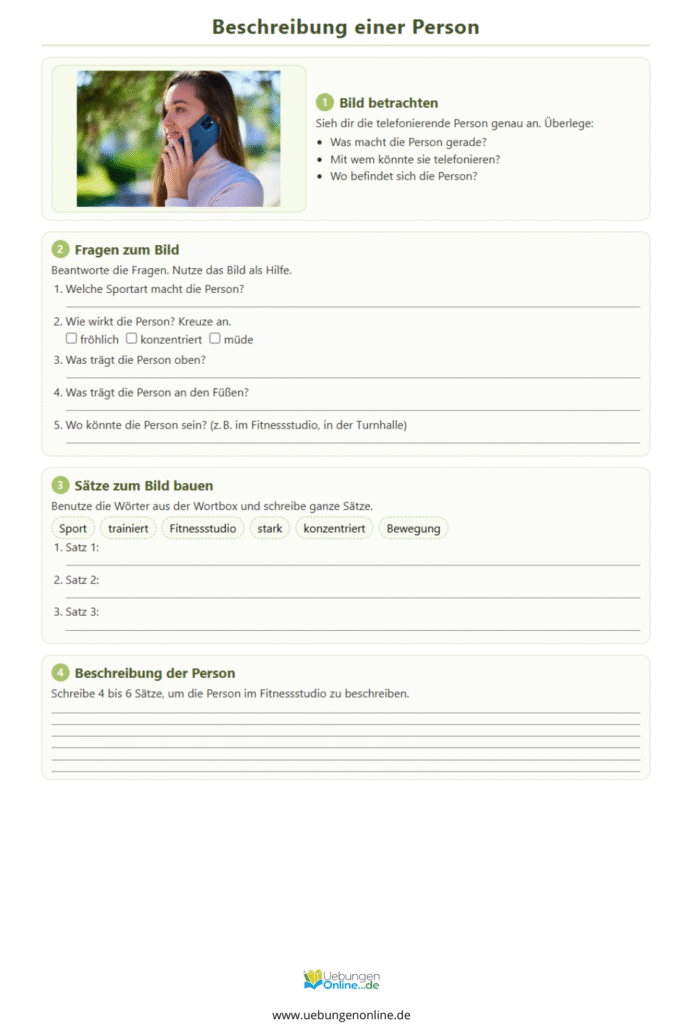 personenbeschreibung 6 klasse gymnasium klassenarbeit