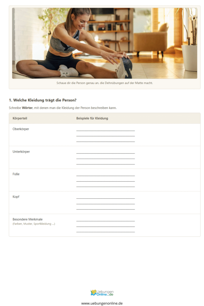 personenbeschreibung klasse 6 übungen pdf