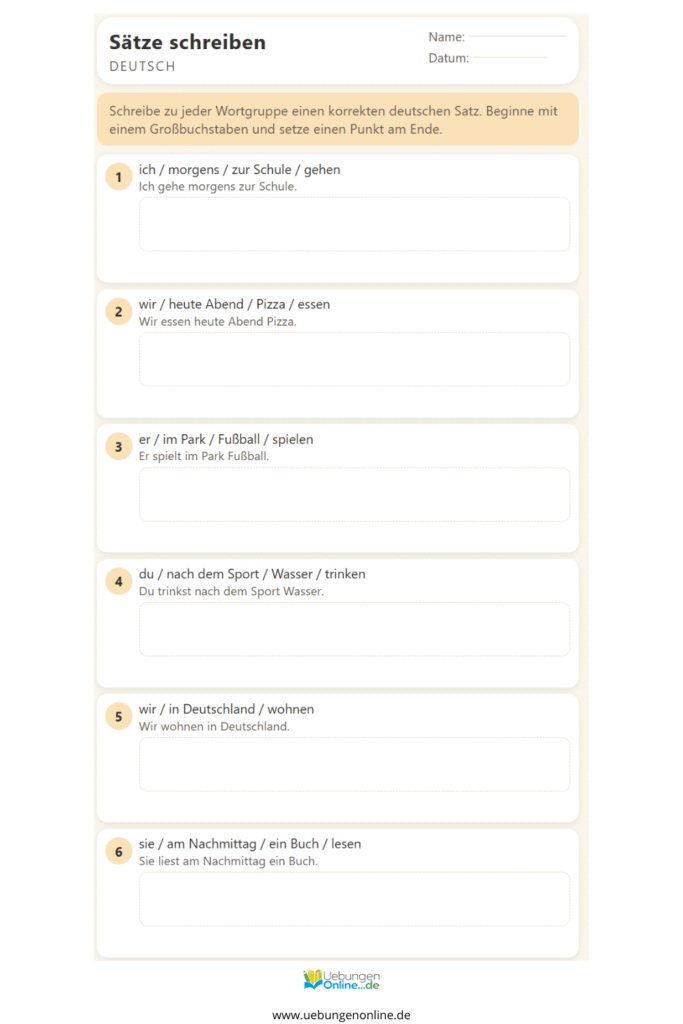 sätze schreiben 2. klasse