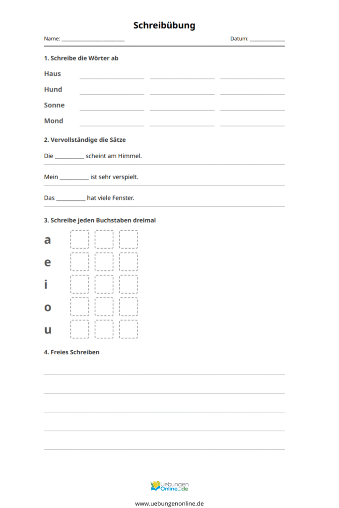 schreiben lernen 1 klasse